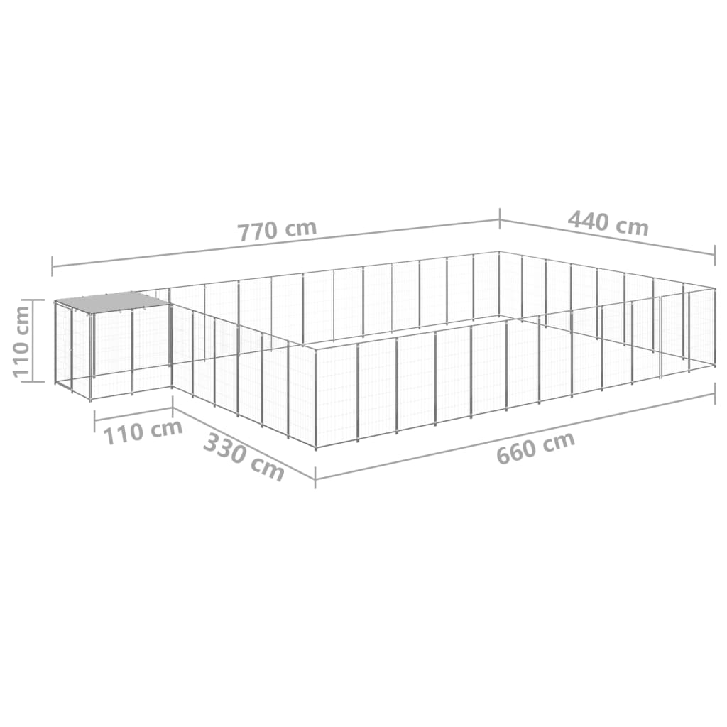 Kavez za pse srebrni 30,25 m² čelični