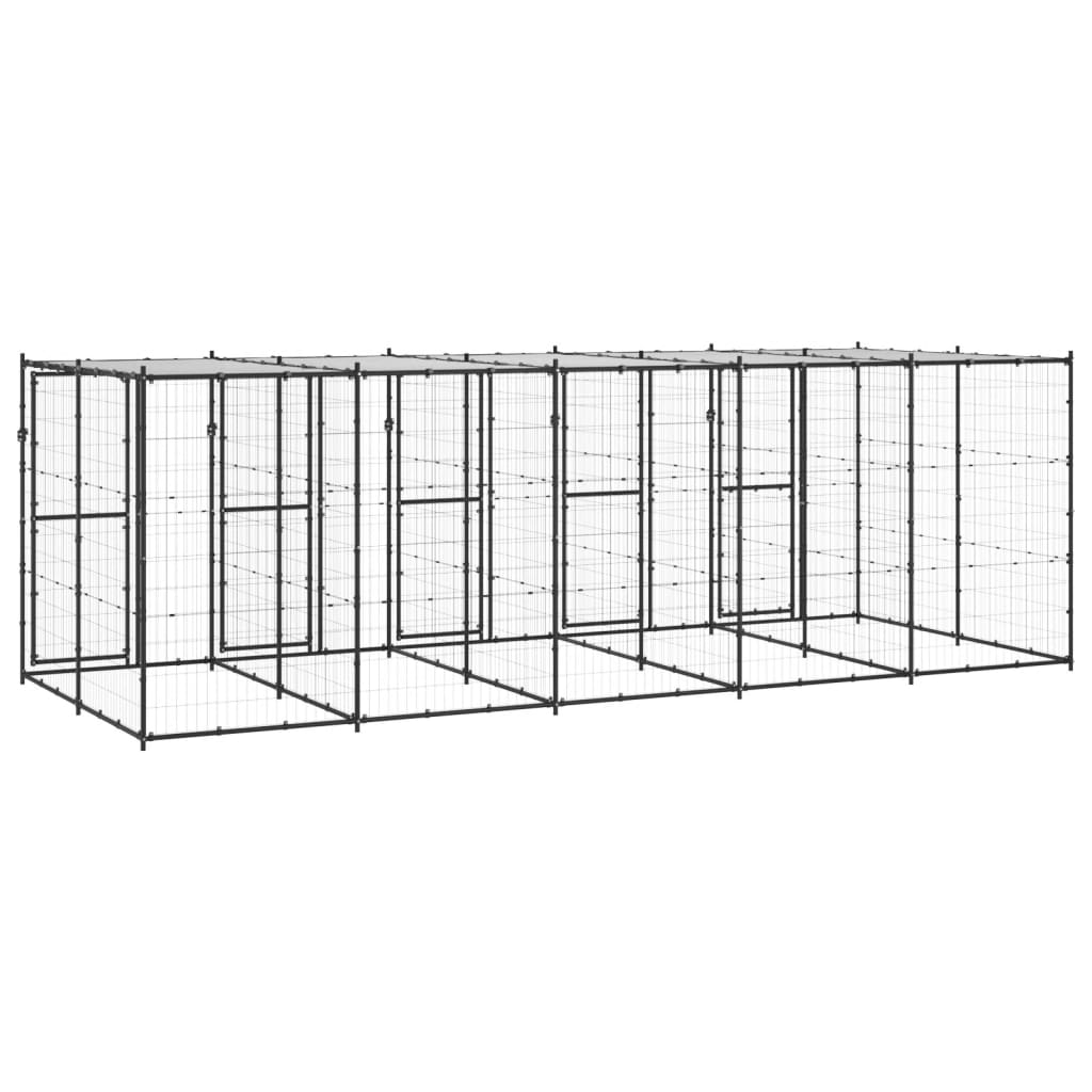 Vanjski kavez za pse s krovom čelični 12,1 m²