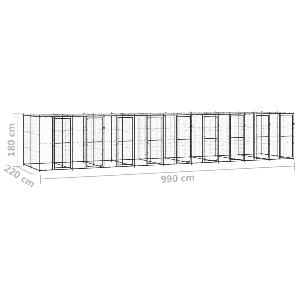 Vanjski kavez za pse s krovom čelični 21,78 m²