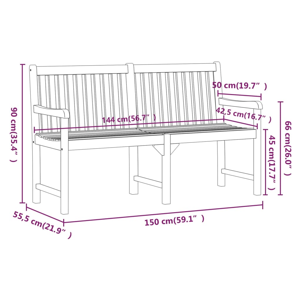 Vrtne klupe 1-Broj sjedala 150 x 55,5 x 90 cm