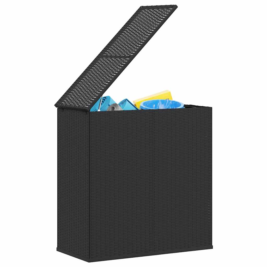 Kutija za vrtne jastuke od PE ratana 100 x 49 x 103,5 cm crna