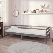Dnevni ležaj s madracem 90 x 200 cm sivi od masivne borovine Siva