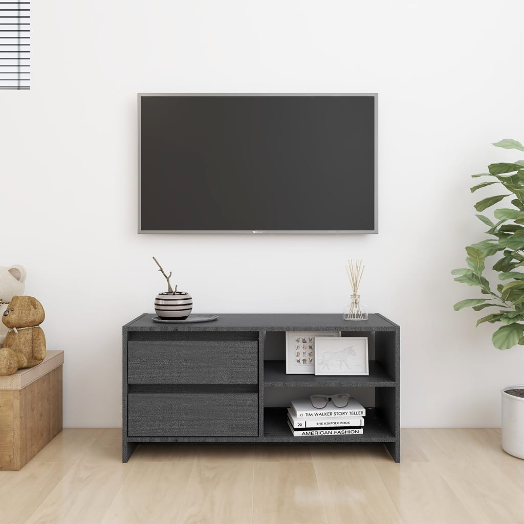 TV ormarić sivi 80 x 31 x 39 cm od masivne borovine