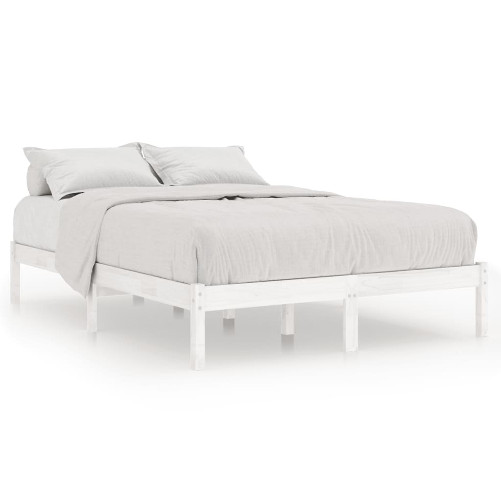 Okvir za krevet od masivne borovine bijeli 140 x 190 cm