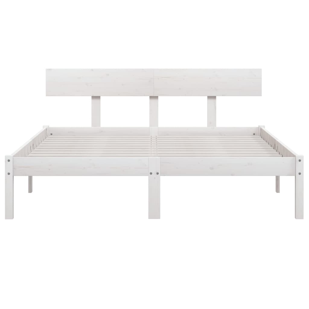 Okvir za krevet od masivne borovine bijeli 140 x 190 cm
