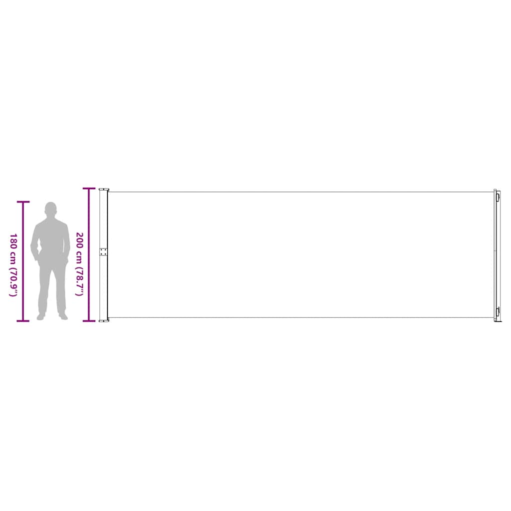 Uvlačiva bočna tenda za terasu 200 x 600 cm krem