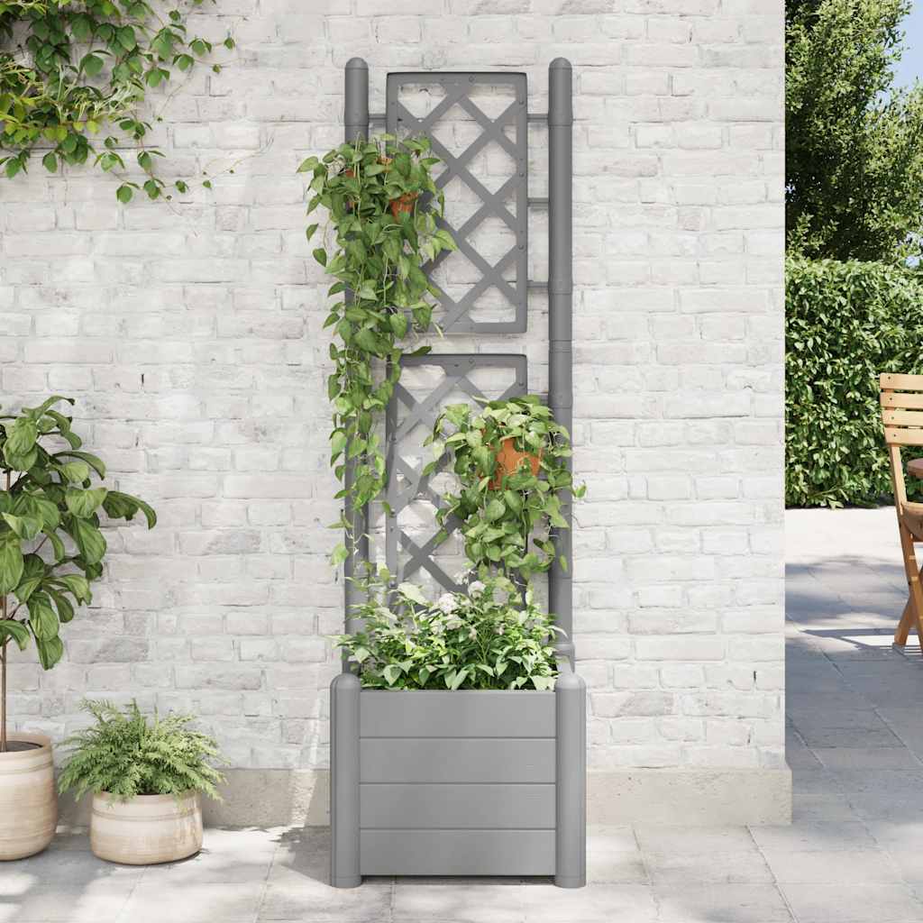 Vrtna sadilica s rešetkom 43 x 43 x 142 cm PP siva boja kamena