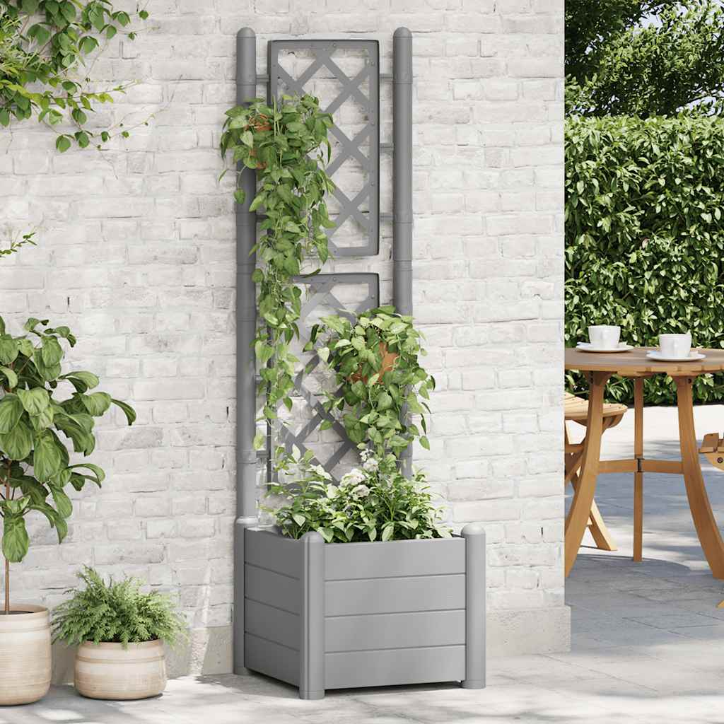 Vrtna sadilica s rešetkom 43 x 43 x 142 cm PP siva boja kamena