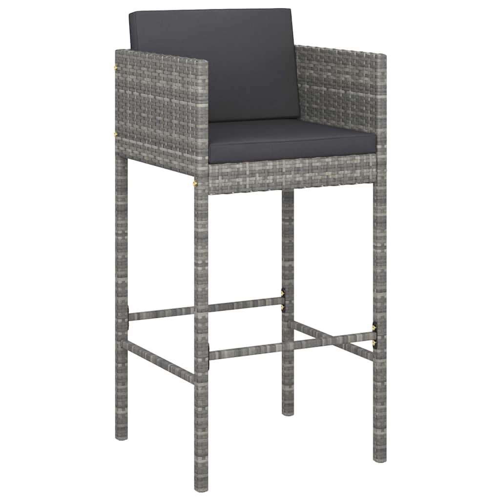5-dijelni vrtni barski set od poliratana s jastucima sivi Siva 60 x 60 x 110 cm