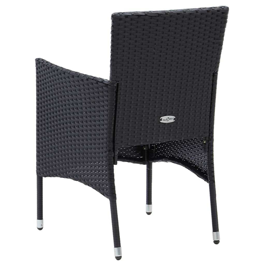 5-dijelni vrtni blagovaonski set od poliratana s jastucima crni Crna Dužina stola 150 cm