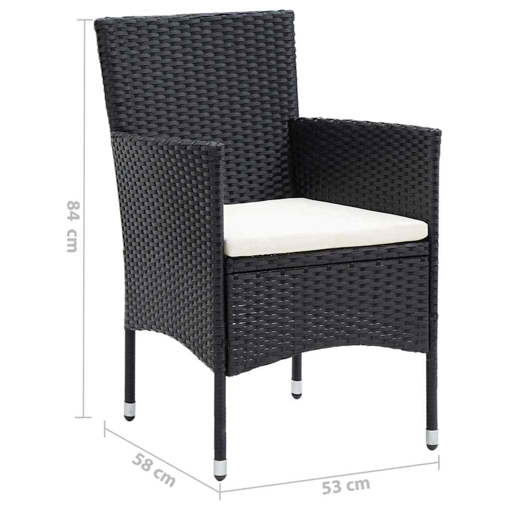 5-dijelni vrtni blagovaonski set od poliratana s jastucima crni Crna Dužina stola 150 cm