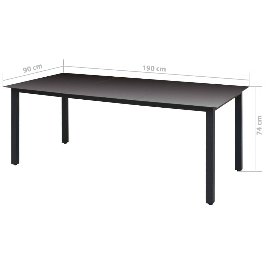 9-dijelni vrtni blagovaonski set od poliratana s jastucima crni Crna Dužina stola 190 cm