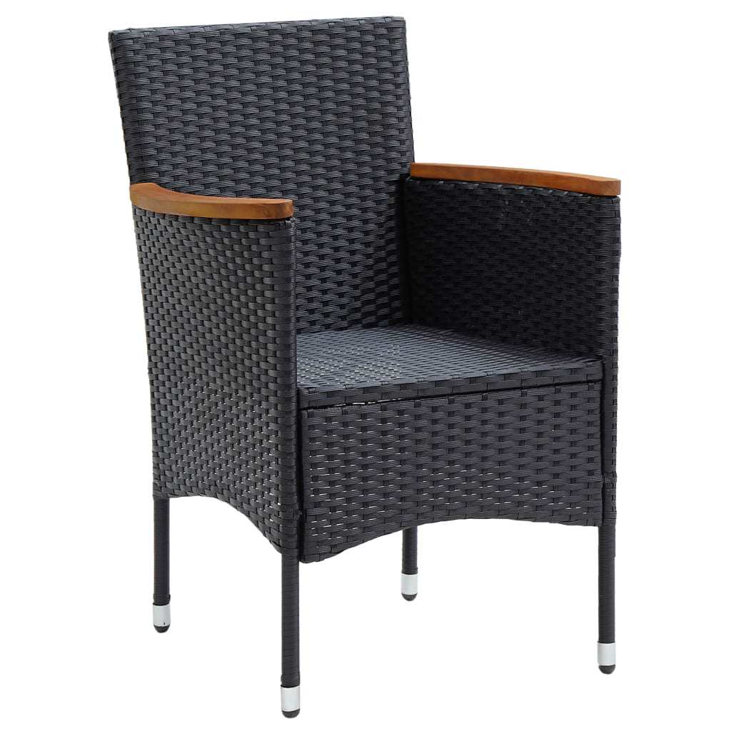 9-dijelni vrtni blagovaonski set od poliratana s jastucima crni Crna Dužina stola 190 cm