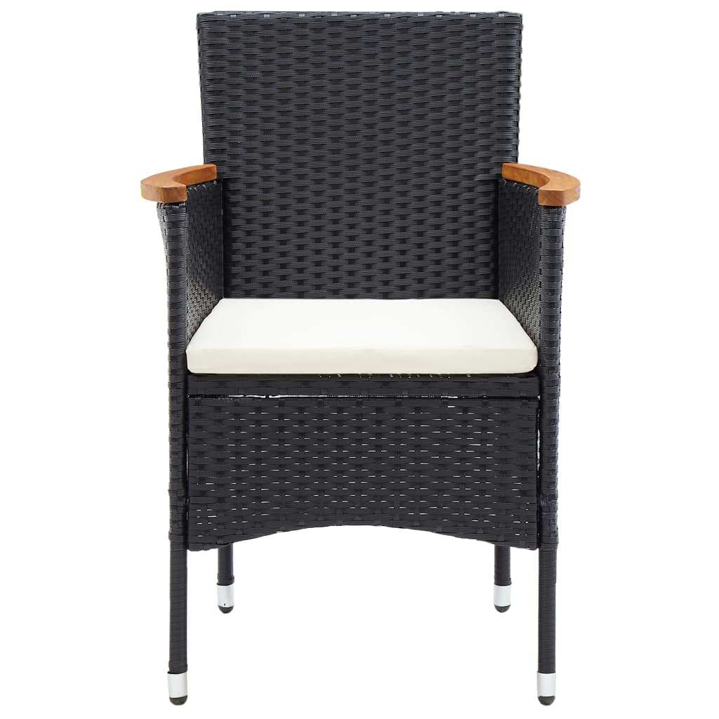 9-dijelni vrtni blagovaonski set od poliratana s jastucima crni Crna Dužina stola 190 cm