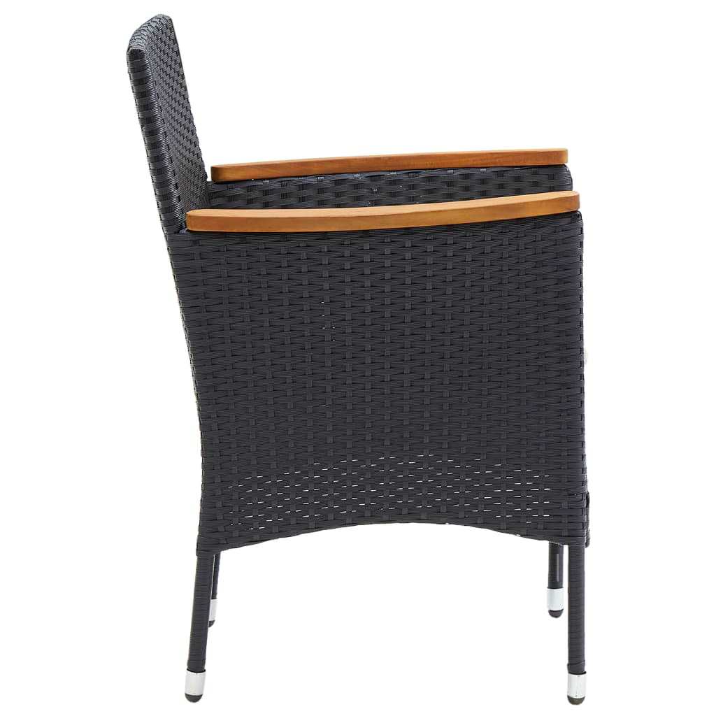 9-dijelni vrtni blagovaonski set od poliratana s jastucima crni Crna Dužina stola 190 cm