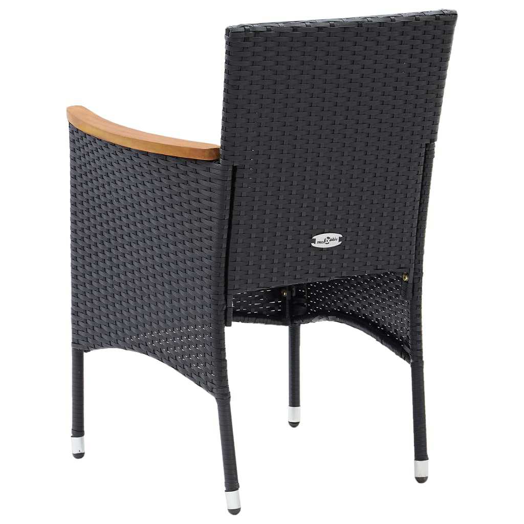 9-dijelni vrtni blagovaonski set od poliratana s jastucima crni Crna Dužina stola 190 cm