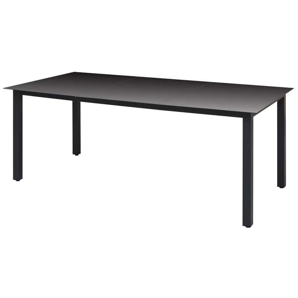 9-dijelni vrtni blagovaonski set od poliratana s jastucima crni Crna Dužina stola 190 cm