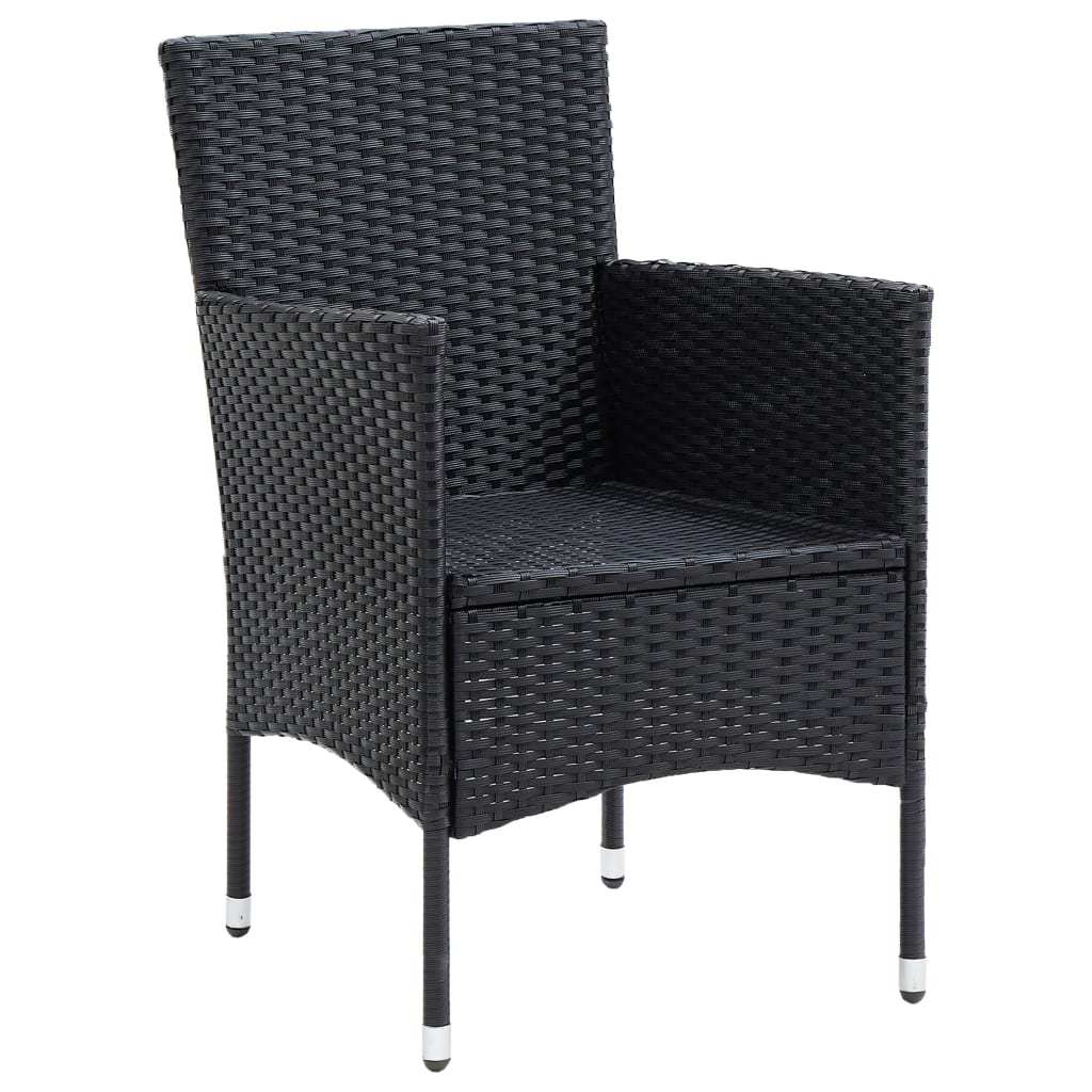 7-dijelni vrtni blagovaonski set s jastucima crni od poliratana Crna Dužina stola 185 cm