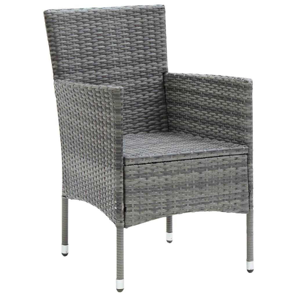 9-dijelni vrtni blagovaonski set od poliratana s jastucima crni Siva Dužina stola 185 cm