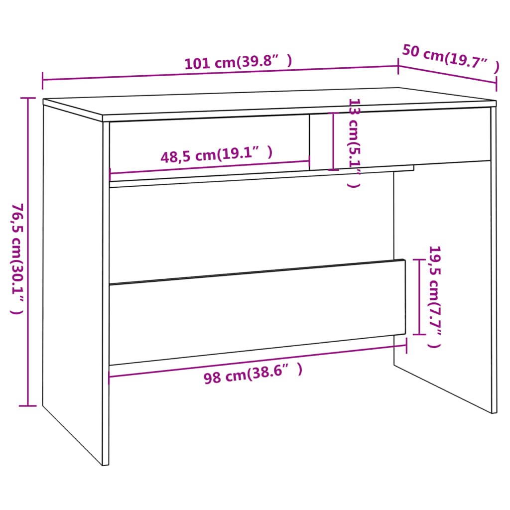 Radni stol crni 101 x 50 x 76,5 cm od konstruiranog drva