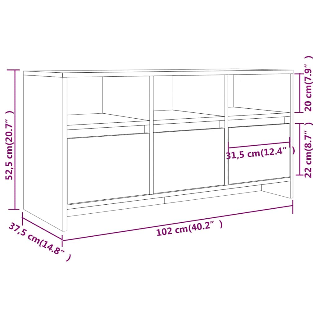 TV ormarić boja hrasta 102 x 37,5 x 52,5 cm konstruirano drvo Bež