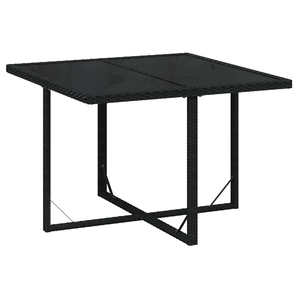 9-dijelni vrtni blagovaonski set s jastucima crni od poliratana Crna 109 cm table length