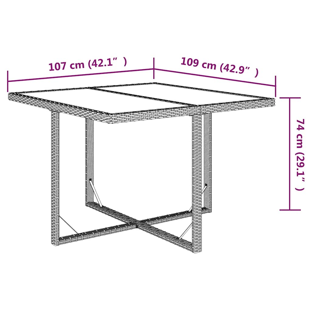 9-dijelni vrtni blagovaonski set s jastucima crni od poliratana Crna 109 cm table length