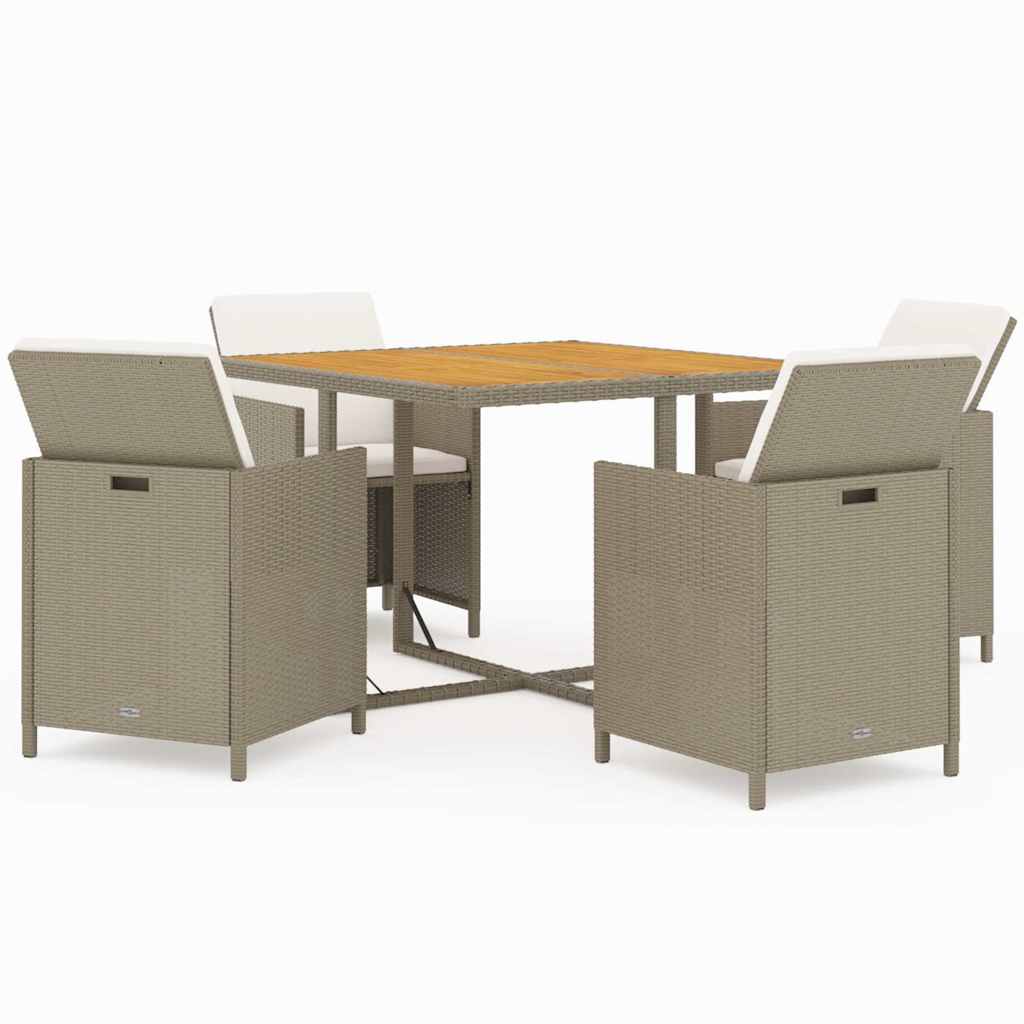 5-dijelni vrtni blagovaonski set od poliratana s jastucima bež 109 cm table length