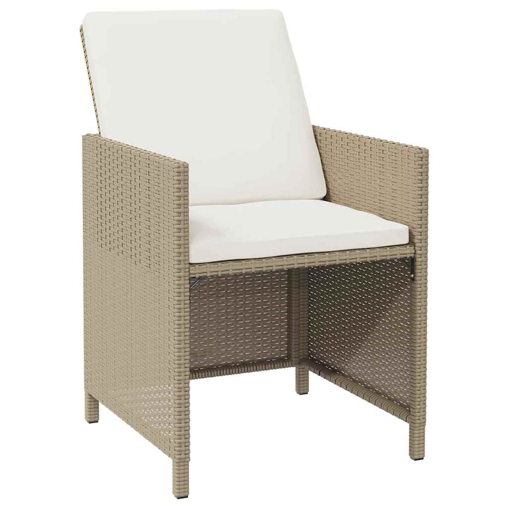 5-dijelni vrtni blagovaonski set od poliratana s jastucima bež 109 cm table length