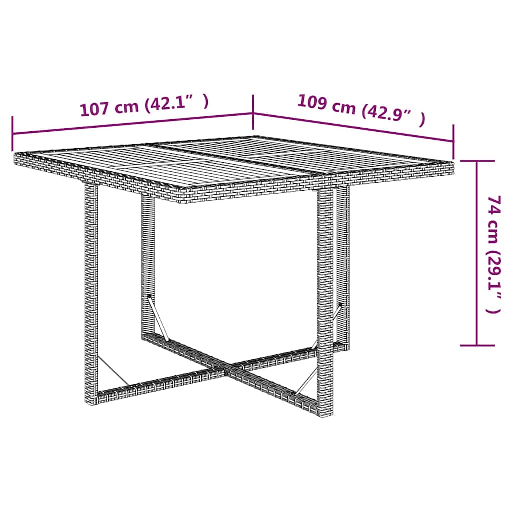 5-dijelni vrtni blagovaonski set od poliratana s jastucima bež 109 cm table length