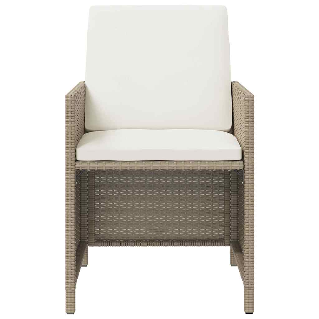 9-dijelni vrtni blagovaonski set od poliratana s jastucima bež 109 cm table length