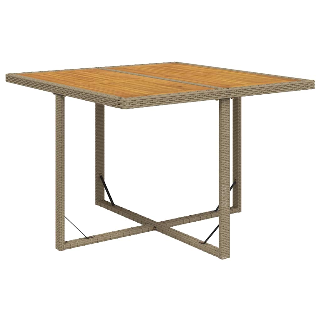 9-dijelni vrtni blagovaonski set od poliratana s jastucima bež 109 cm table length