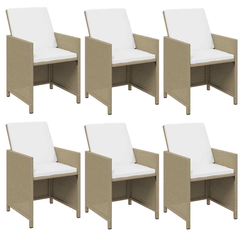 7-dijelni vrtni blagovaonski set od poliratana s jastucima bež 163 cm table length