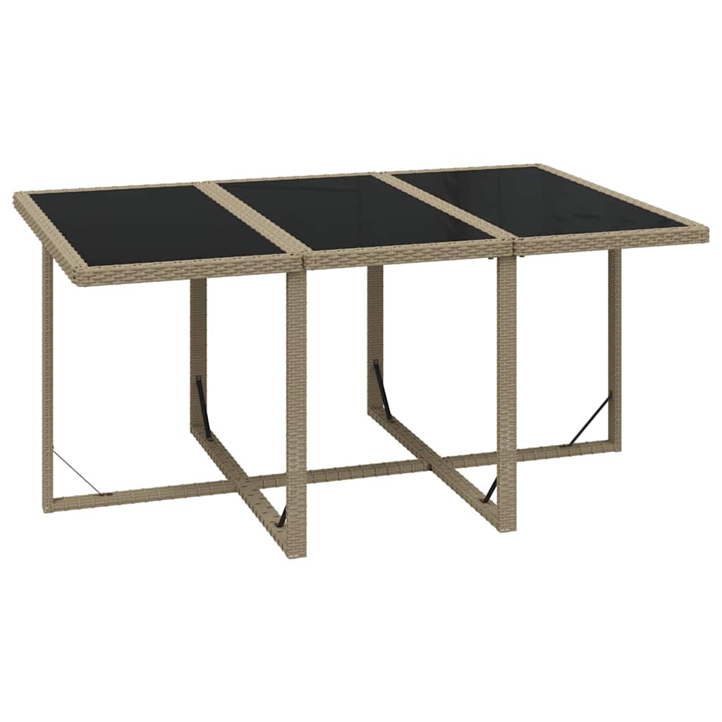 7-dijelni vrtni blagovaonski set od poliratana s jastucima bež 163 cm table length