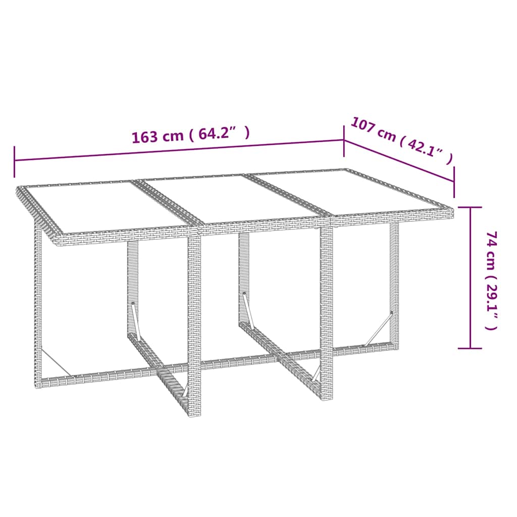 7-dijelni vrtni blagovaonski set od poliratana s jastucima bež 163 cm table length