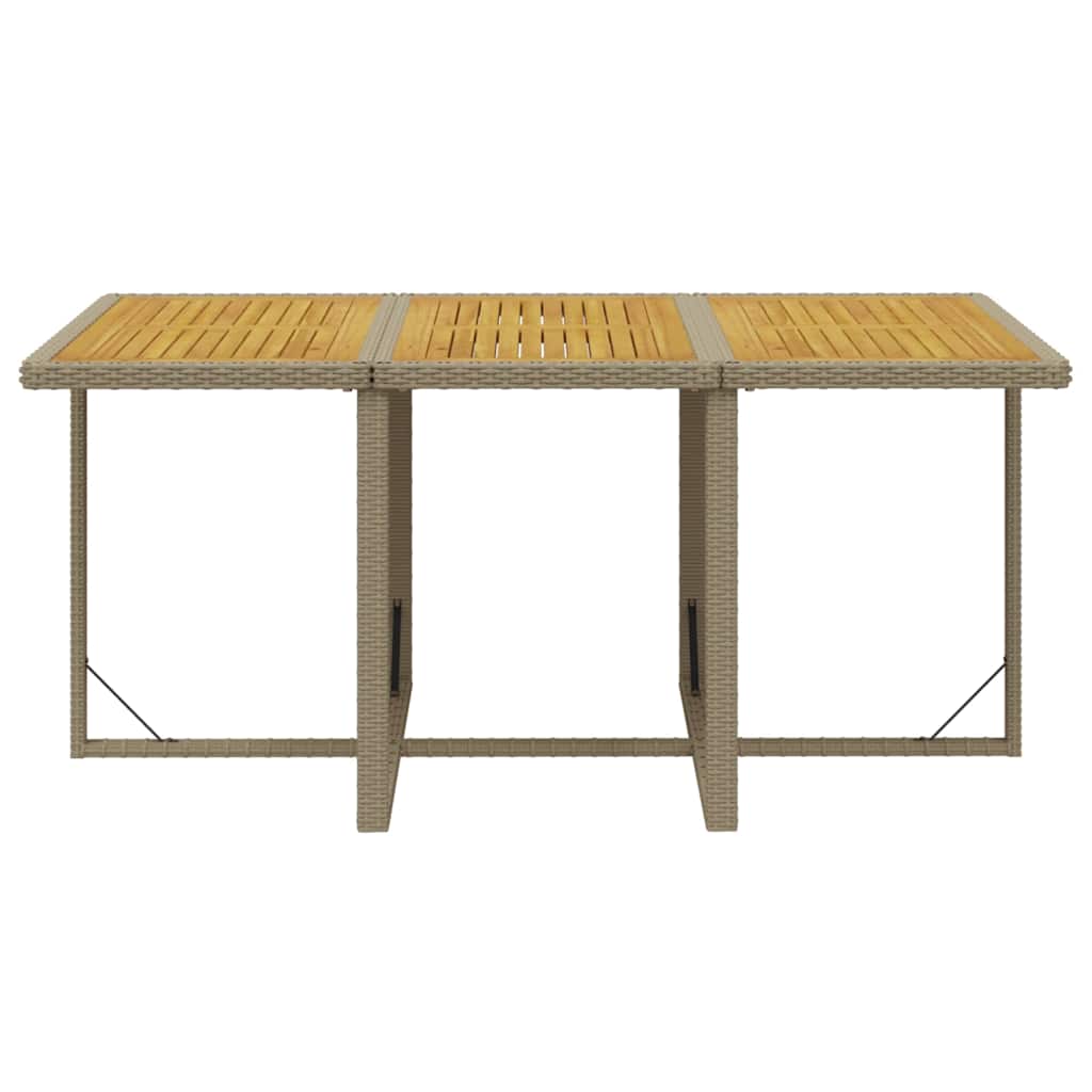 7-dijelni vrtni blagovaonski set od poliratana s jastucima bež 163 cm table length