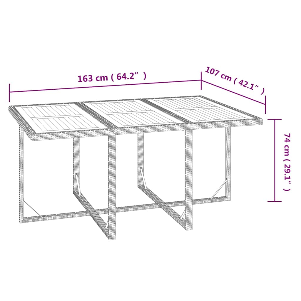 7-dijelni vrtni blagovaonski set od poliratana s jastucima bež 163 cm table length