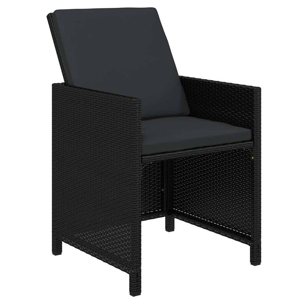 9-dijelni vrtni blagovaonski set s jastucima crni od poliratana Crna Dužina stola 219 cm