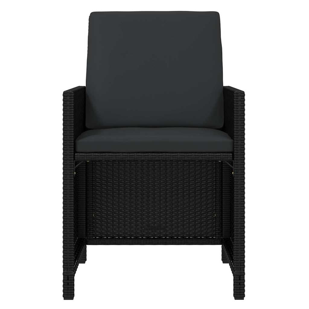 9-dijelni vrtni blagovaonski set s jastucima crni od poliratana Crna Dužina stola 219 cm