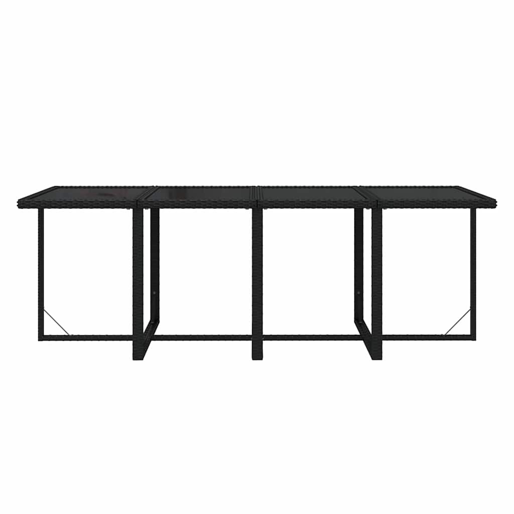 9-dijelni vrtni blagovaonski set s jastucima crni od poliratana Crna Dužina stola 219 cm