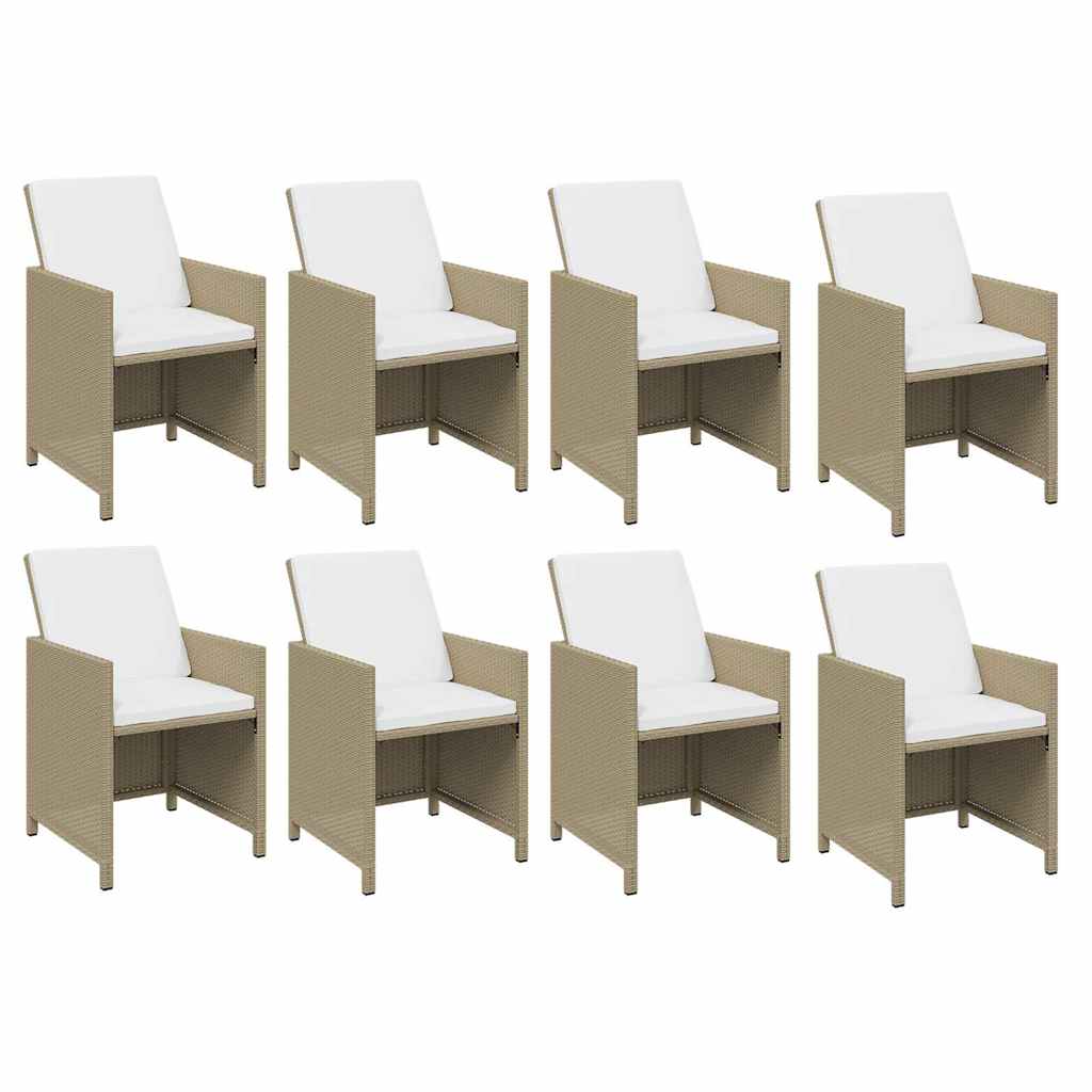 9-dijelni vrtni blagovaonski set od poliratana s jastucima bež 219 cm table length