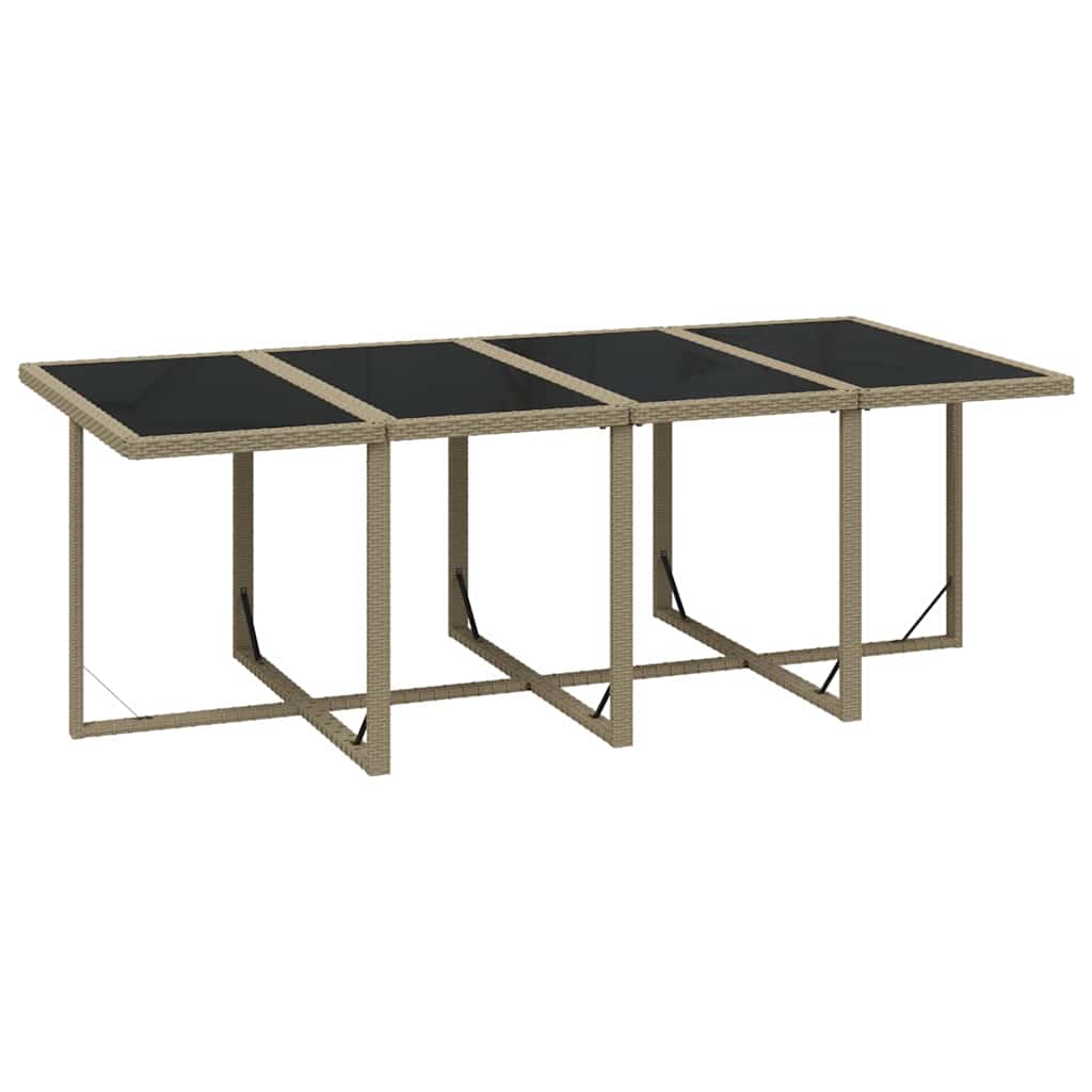 9-dijelni vrtni blagovaonski set od poliratana s jastucima bež 219 cm table length