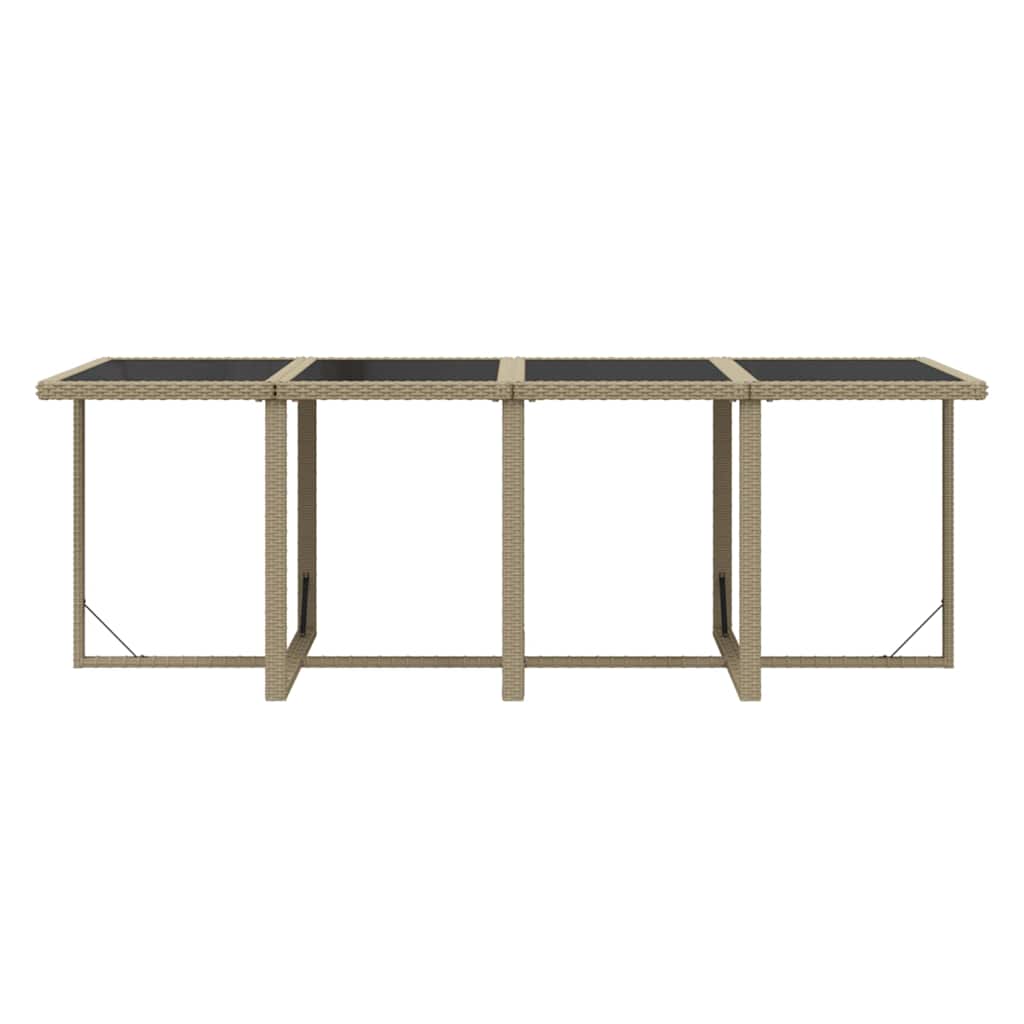 9-dijelni vrtni blagovaonski set od poliratana s jastucima bež 219 cm table length