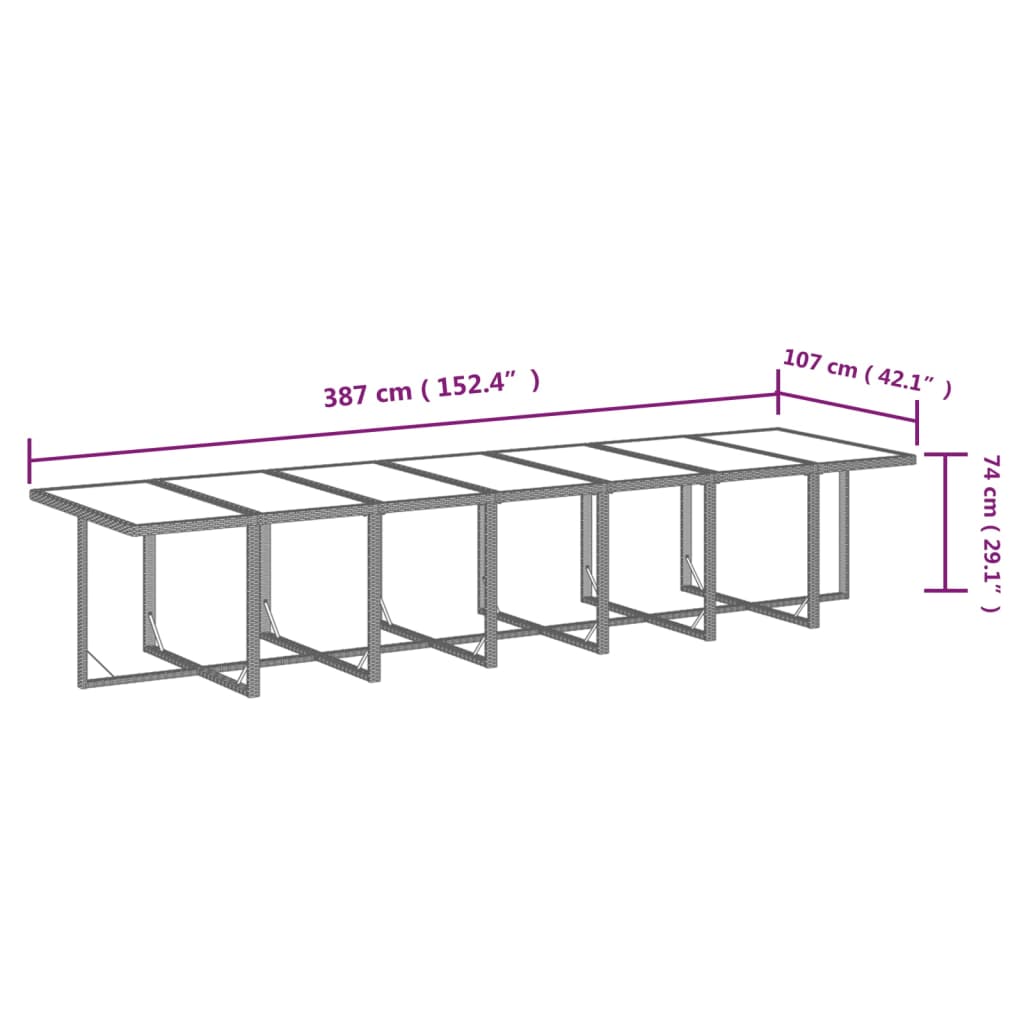19-dijelni vrtni blagovaonski set s jastucima poliratan smeđi