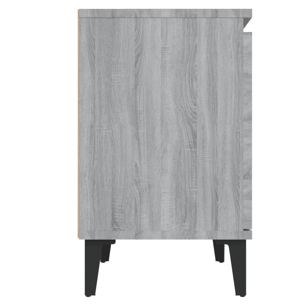 Noćni ormarić s metalnim nogama boja sivog hrasta 40x30x50 cm