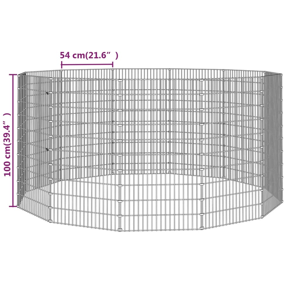 Ograđeni prostor za životinje slobodnog uzgoja s 12 panela 54 x 100 cm pocinčano željezo
