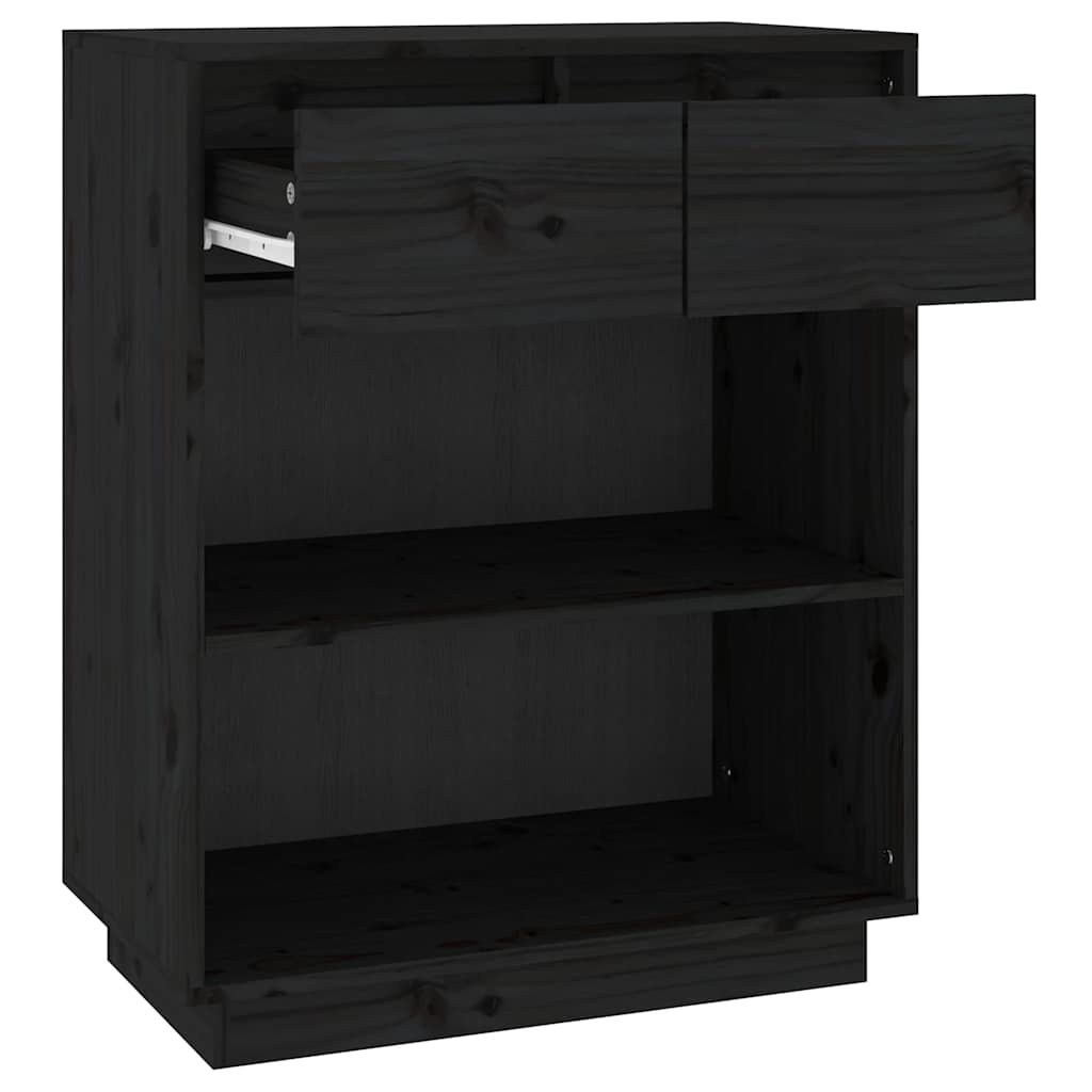Konzolni ormarić crni 60 x 34 x 75 cm od masivne borovine