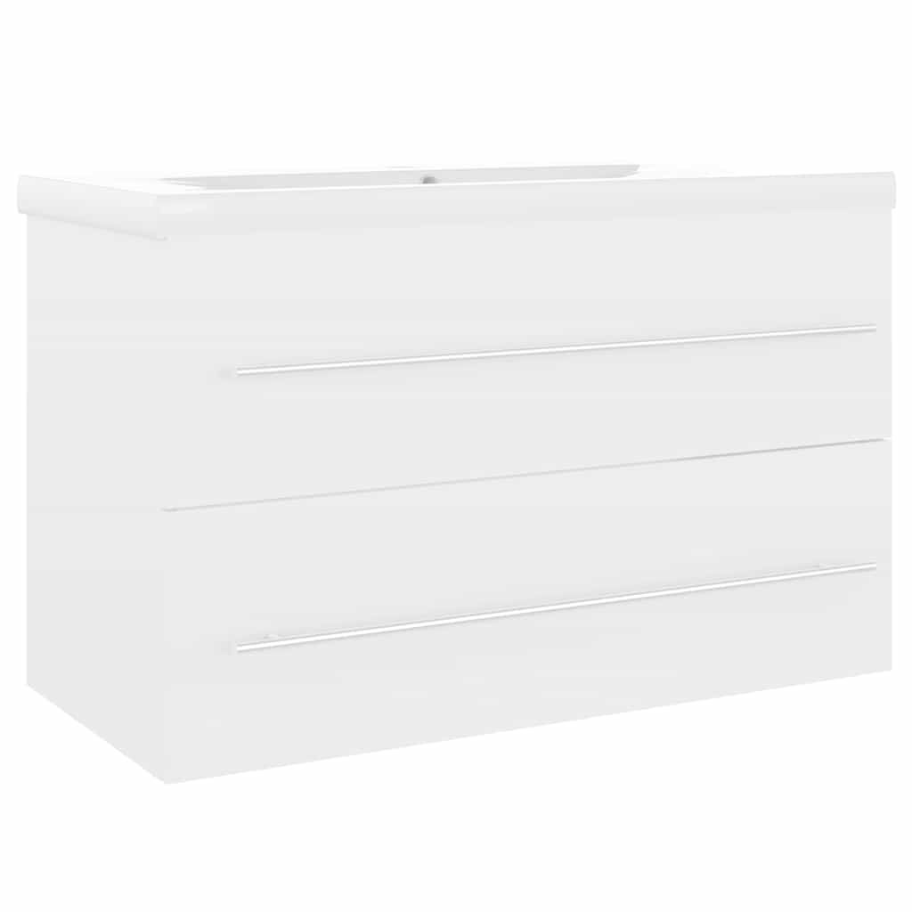 Ormarić s ugrađenim umivaonikom bijeli od iverice Bijela 80 x 38.5 x 48 cm