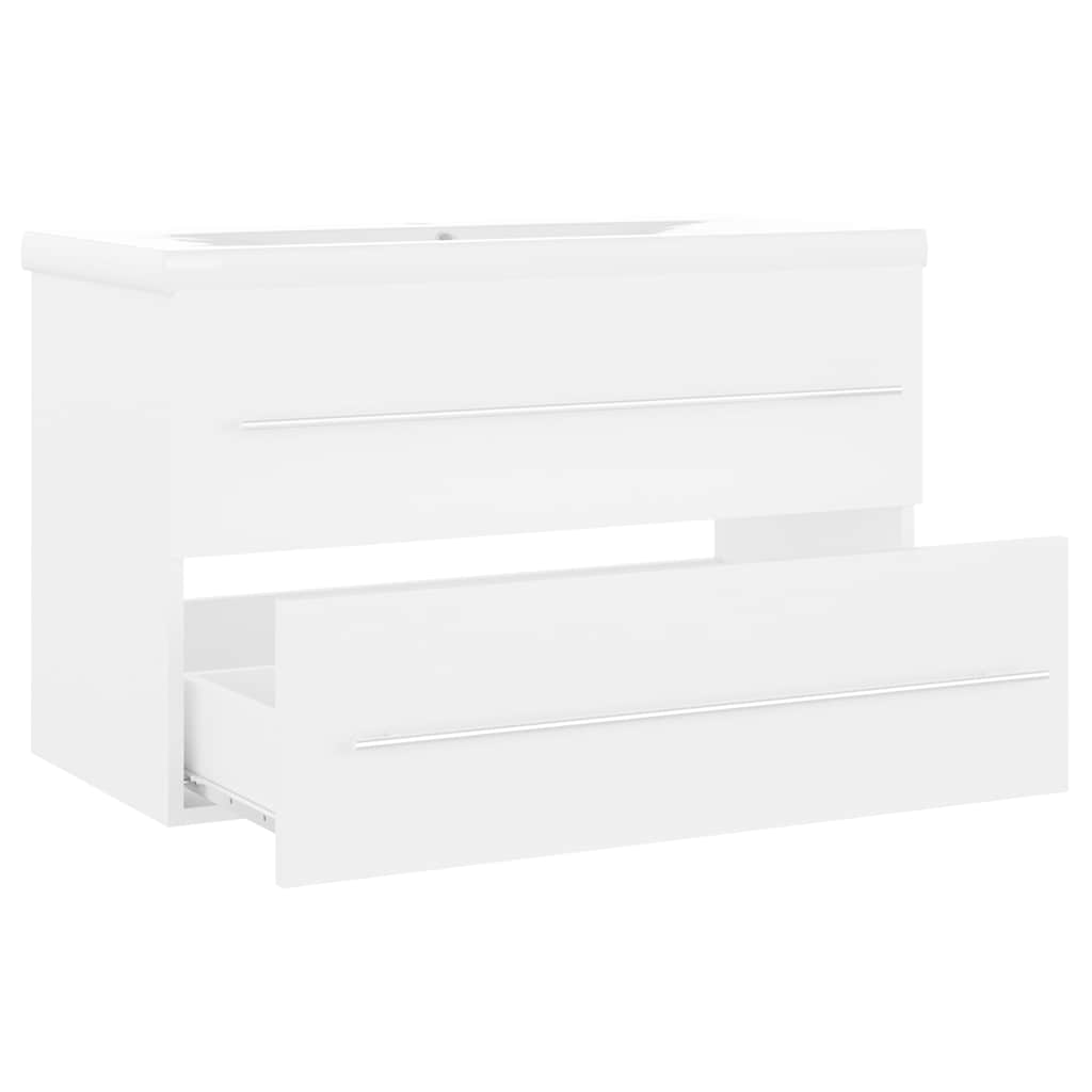 Ormarić s ugrađenim umivaonikom bijeli od iverice Bijela 80 x 38.5 x 48 cm