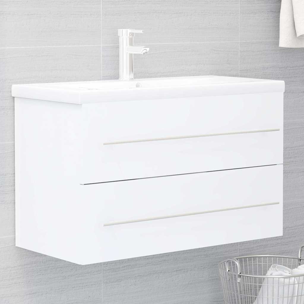 Ormarić s ugrađenim umivaonikom bijeli od iverice Bijela 80 x 38.5 x 48 cm